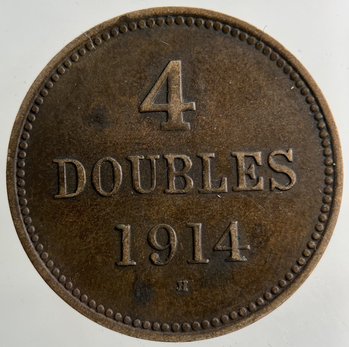 1914 Guernsey 4 Doubles Coin | Fine Collectable Grade