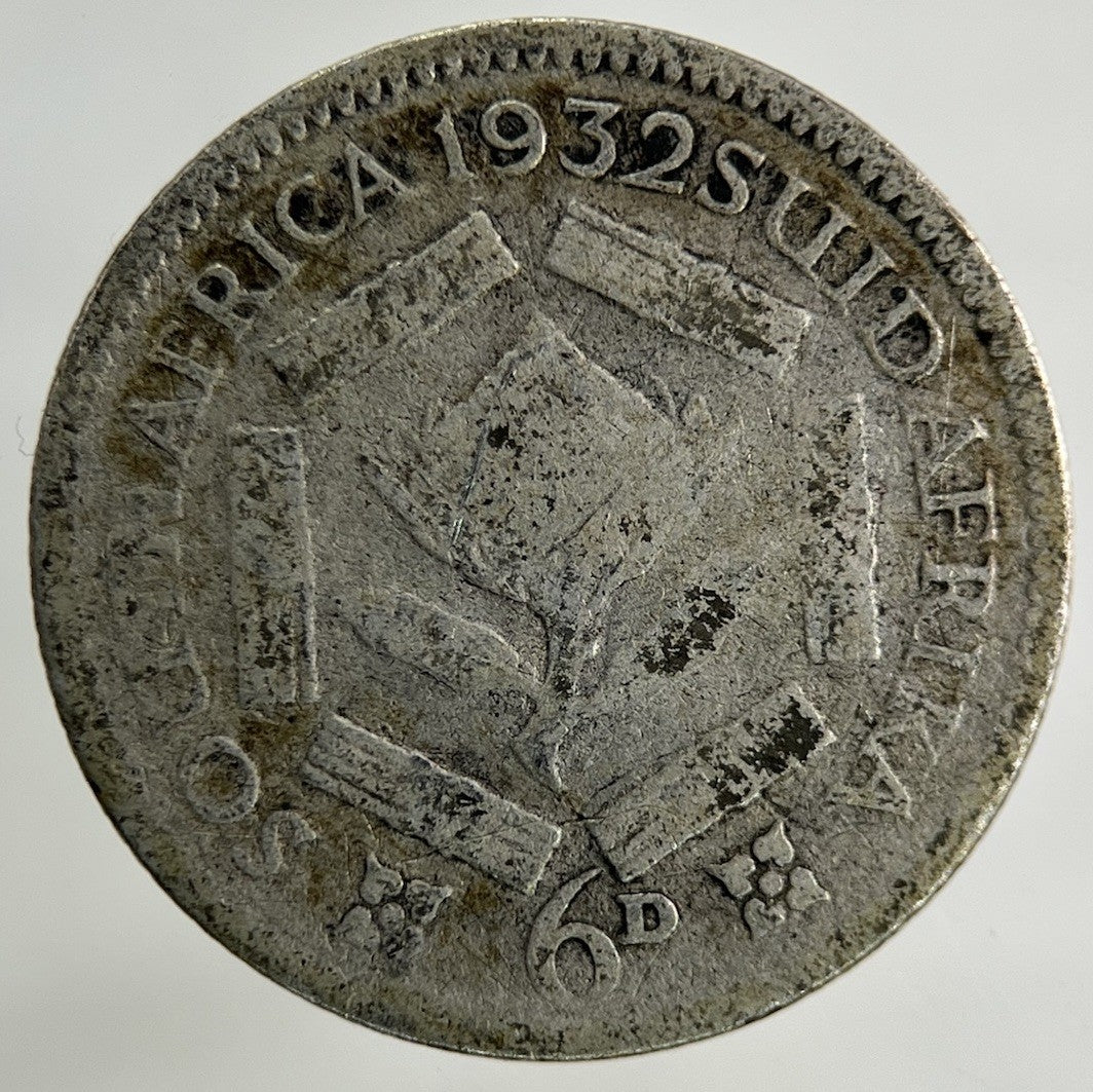 1932 South Africa Sixpence Silver Coin | Fair Grade
