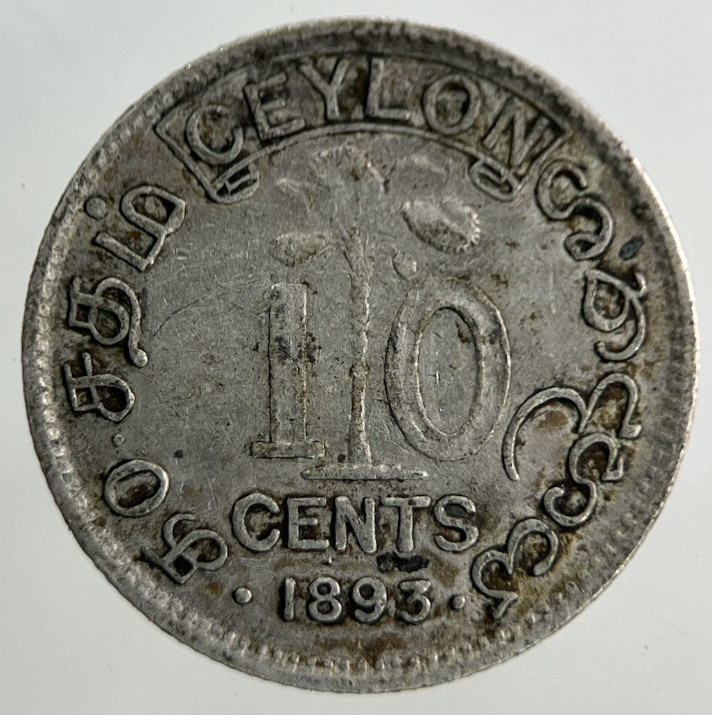 1893 Ceylon 10 Cents Silver Coin | Collectable Grade