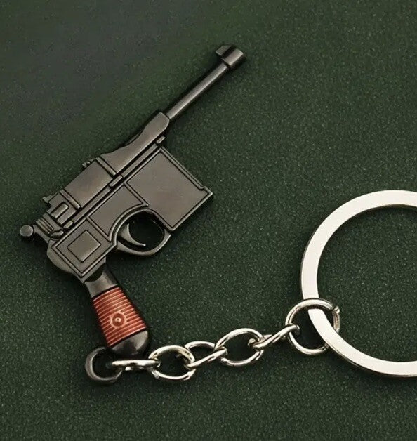 Mini German WWI Mauser Pistol Gun Shaped Keyring Premium Keychain Gift UK