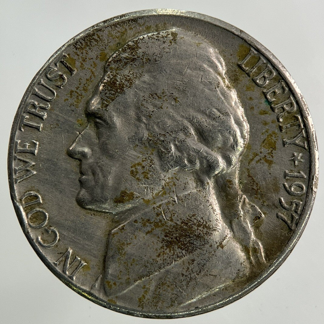 1957 - D US USA Jefferson Nickel 5 Cents Coin | Fine Collectable Grade