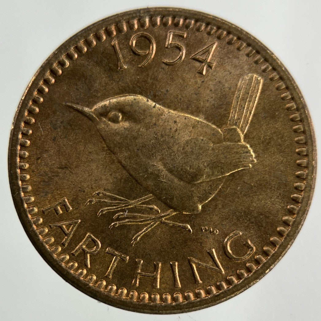 1954 Elizabeth II 2nd Wren Farthing Coin | Very Fine Grade