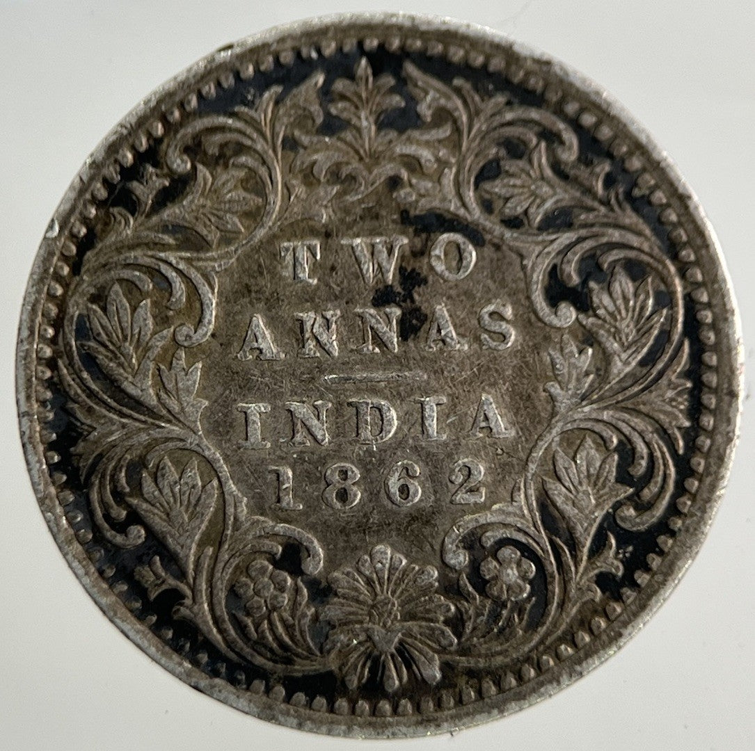 1862 India 2 Annas Silver Coin | Fine Collectable Grade