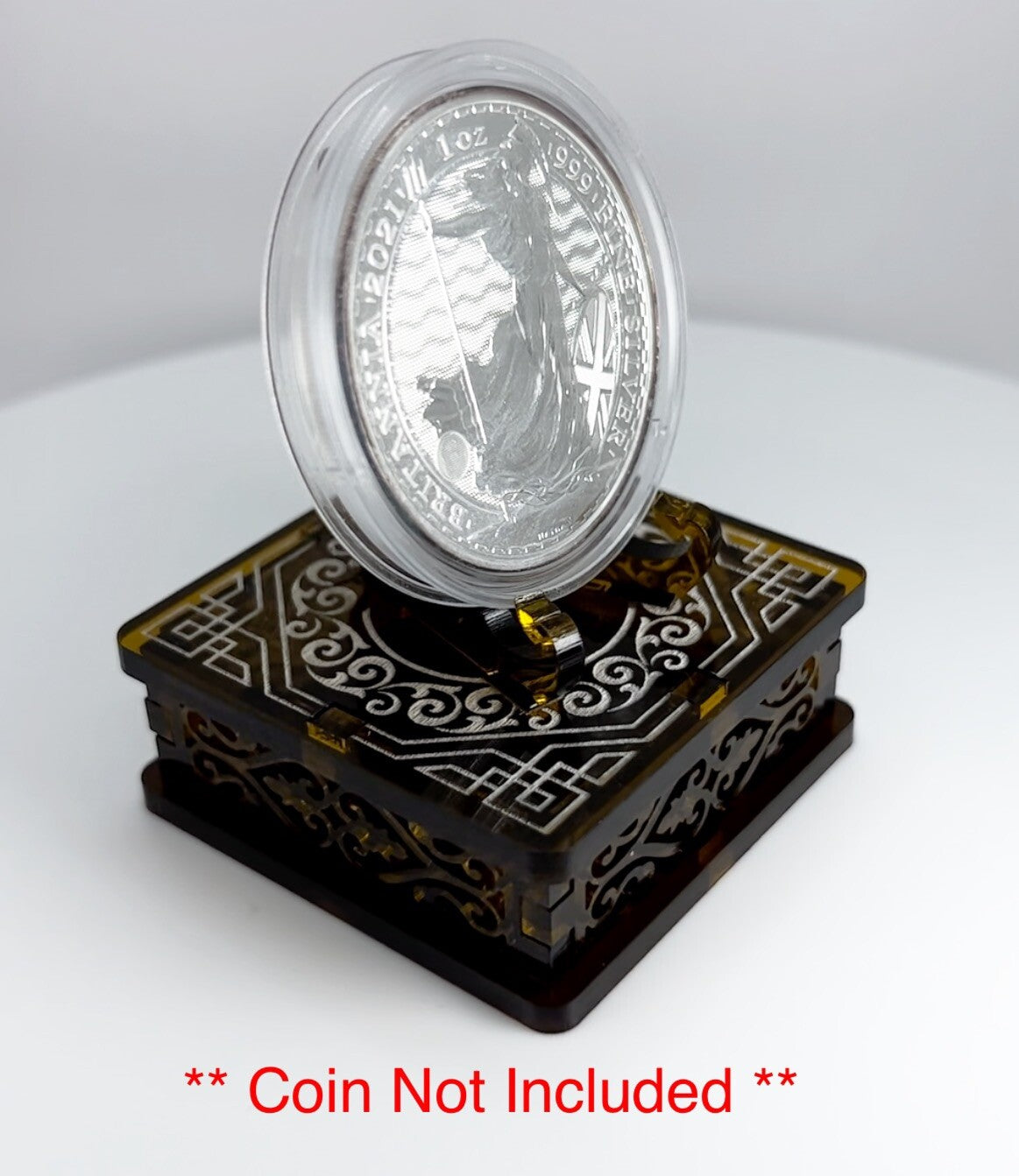Clear Blue 1oz Silver or Gold Coins / Amulet / Medal Display Stand