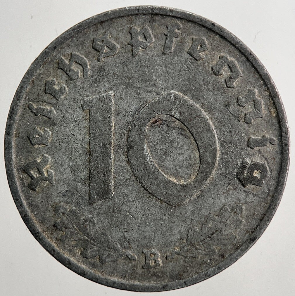 1940 - B Nazi Germany 10 Pfennig Coin | Very High Grade