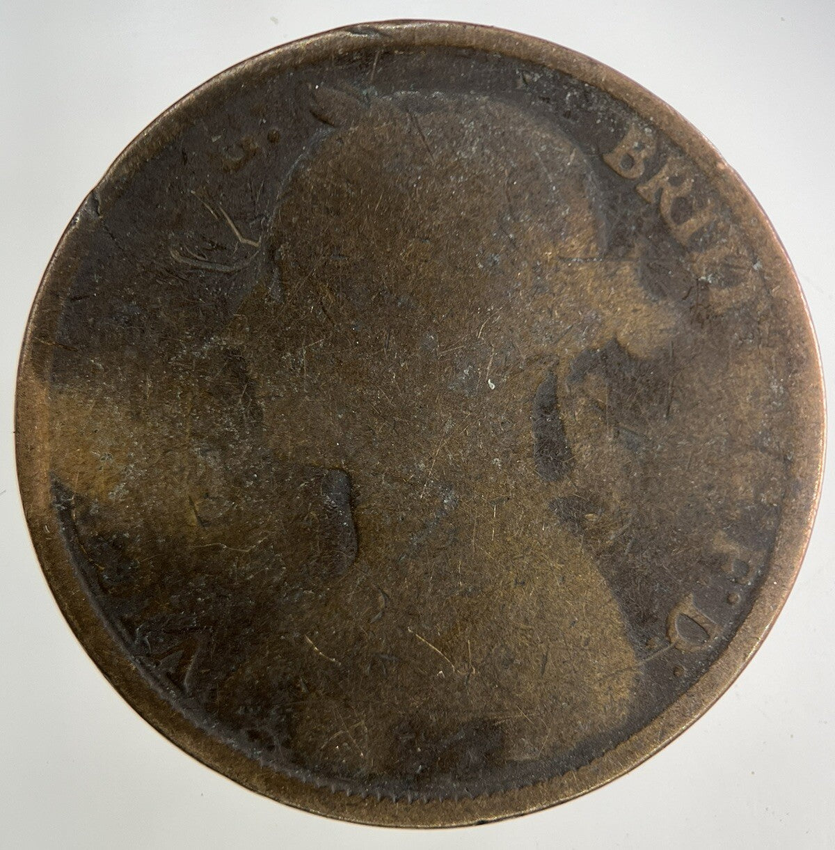 1884 Victoria One Penny Coin | Worn Grade
