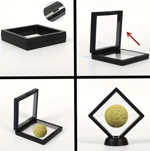 1 x Black Transparent Coin Display Stand - For 1oz Silver or Gold Coins