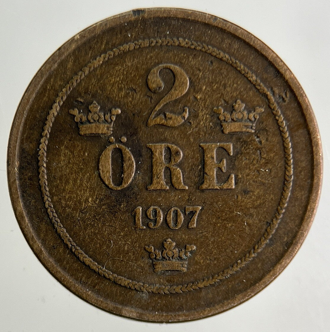 1907 Sweden 2 Ore Coin | Fine Collectable Grade