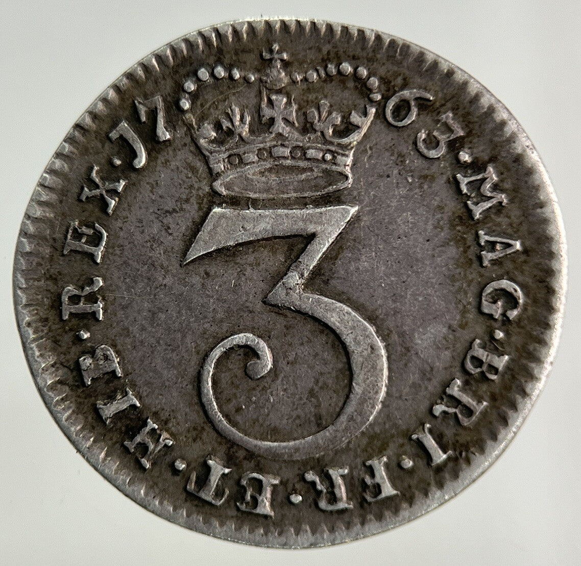 1763 George III 3rd Maundy Three - Pence Silver Coin | Very High Grade