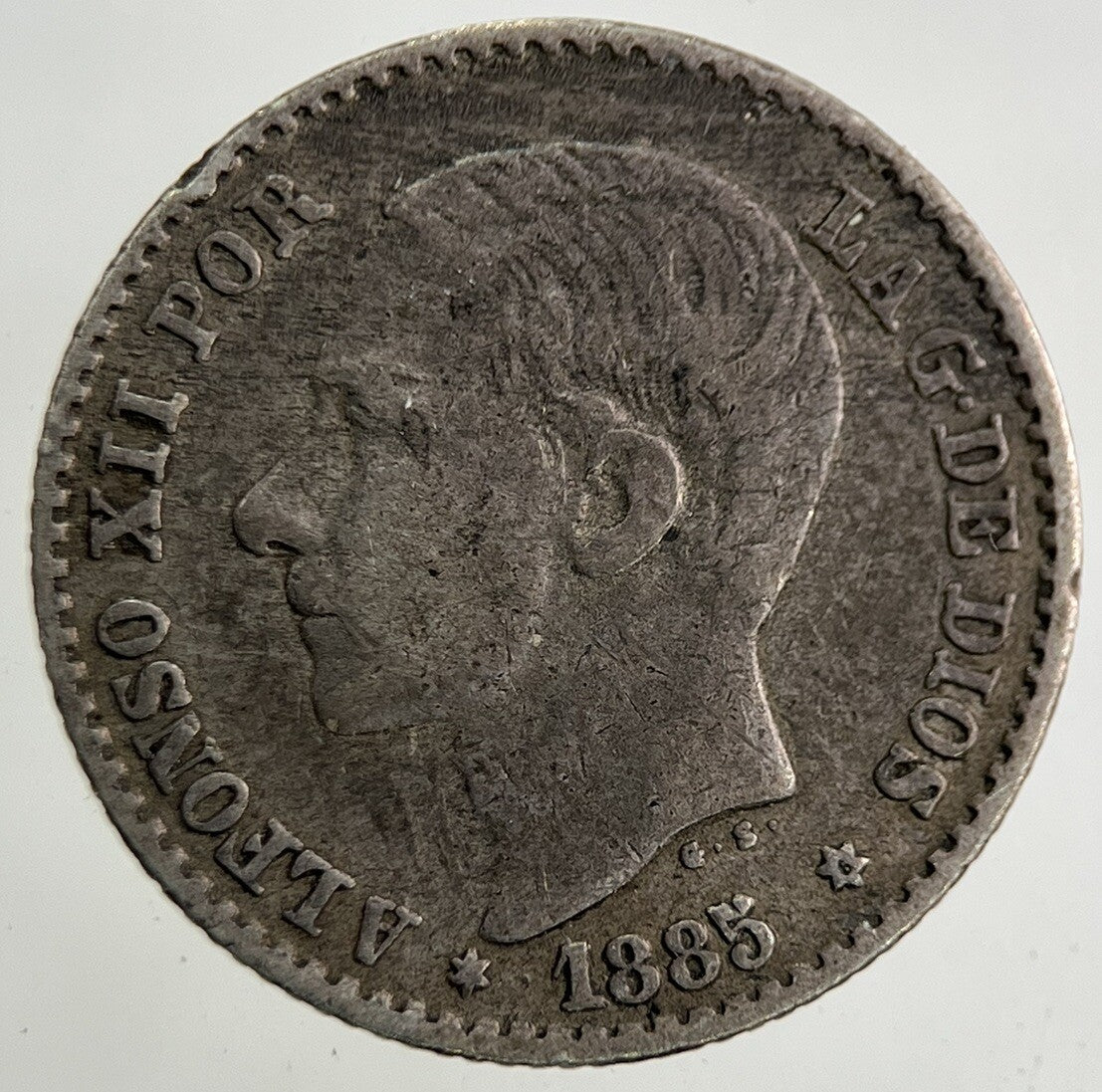 1885 Spain 50 Centimos Silver Coin | Fine Collectable Grade