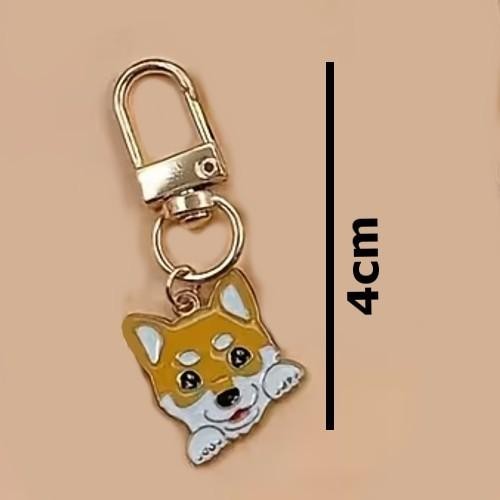 Mini Metal Brown & White Shiba Inu Dog Charm Keyring Keychain Gift UK