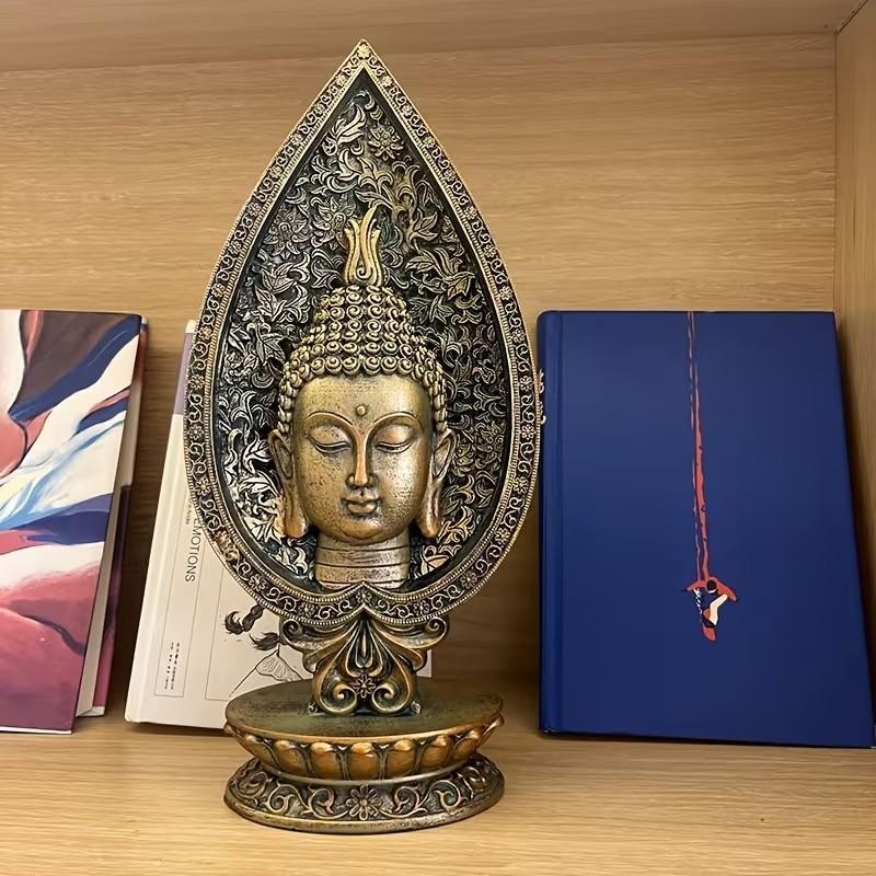Meditating Buddha Head Resin Statue Home Sculpture Gift UK