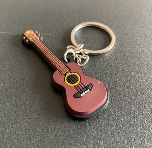 Mini Rubber Guitar Instrument Music Keyring Premium Keychain Gift UK