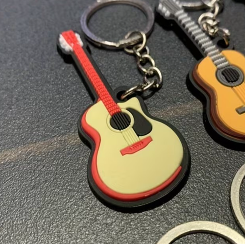 Mini Rubber Classic Red Guitar Instrument Music Keyring Premium Keychain Gift UK