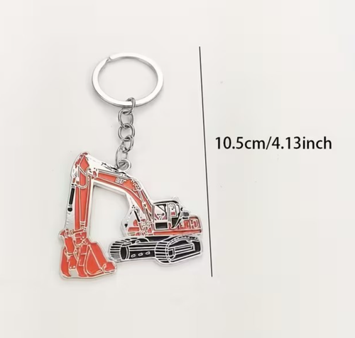 Mini Orange Builder Construction Excavator Digger Truck Keyring Keychain Gift UK