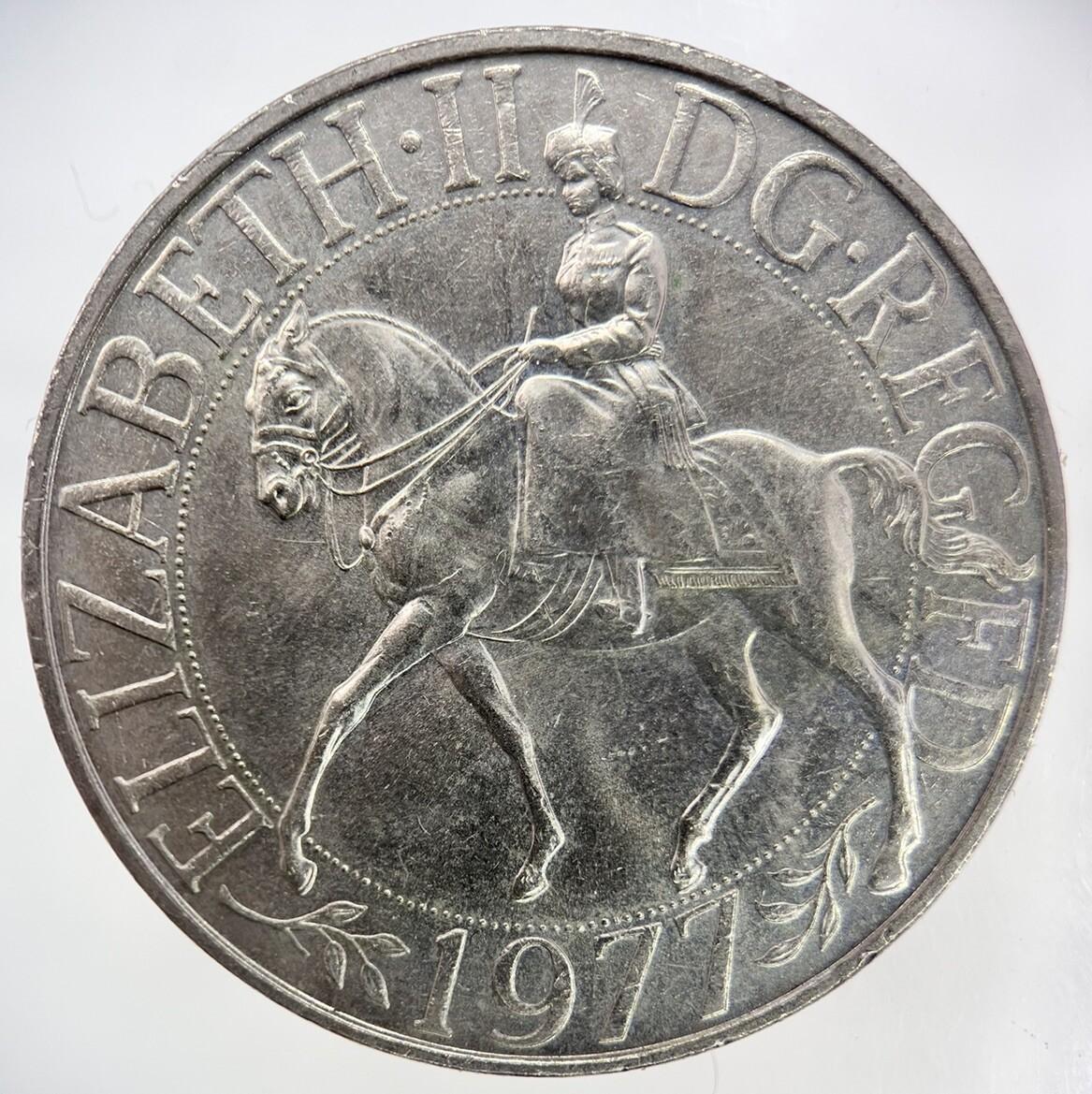 1977 Elizabeth II 2nd Jubilee Crown British Coin | Very High Grade | a2342