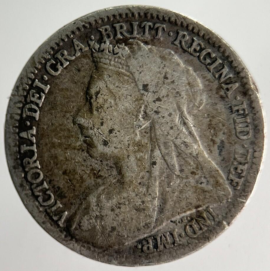 1900 Veiled Head Victoria Threepence Silver Coin | Collectable Grade | a4011