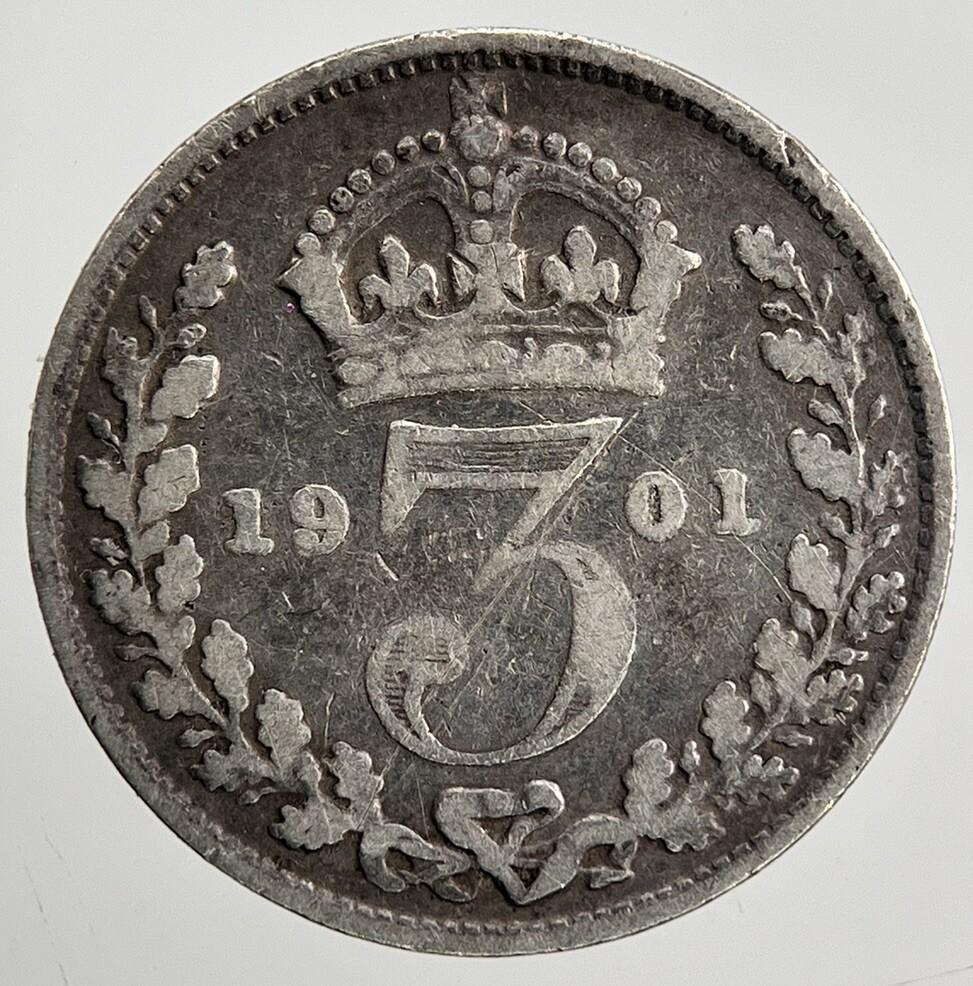 1901 Victoria Threepence | British Silver Coin | Collectable Grade | a2007