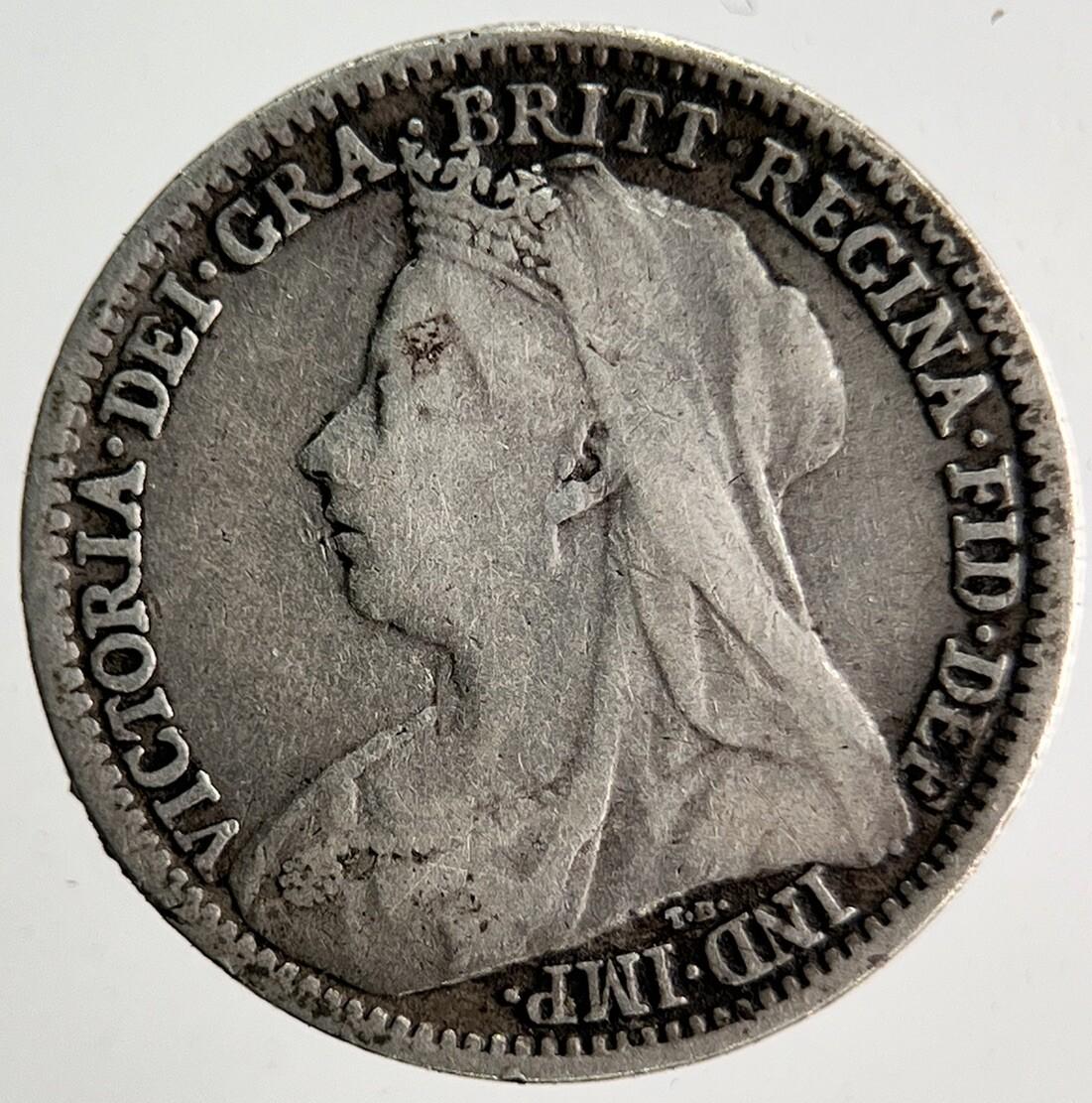1898 Veiled Head Victoria Threepence Silver Coin | Collectable Grade | a4013