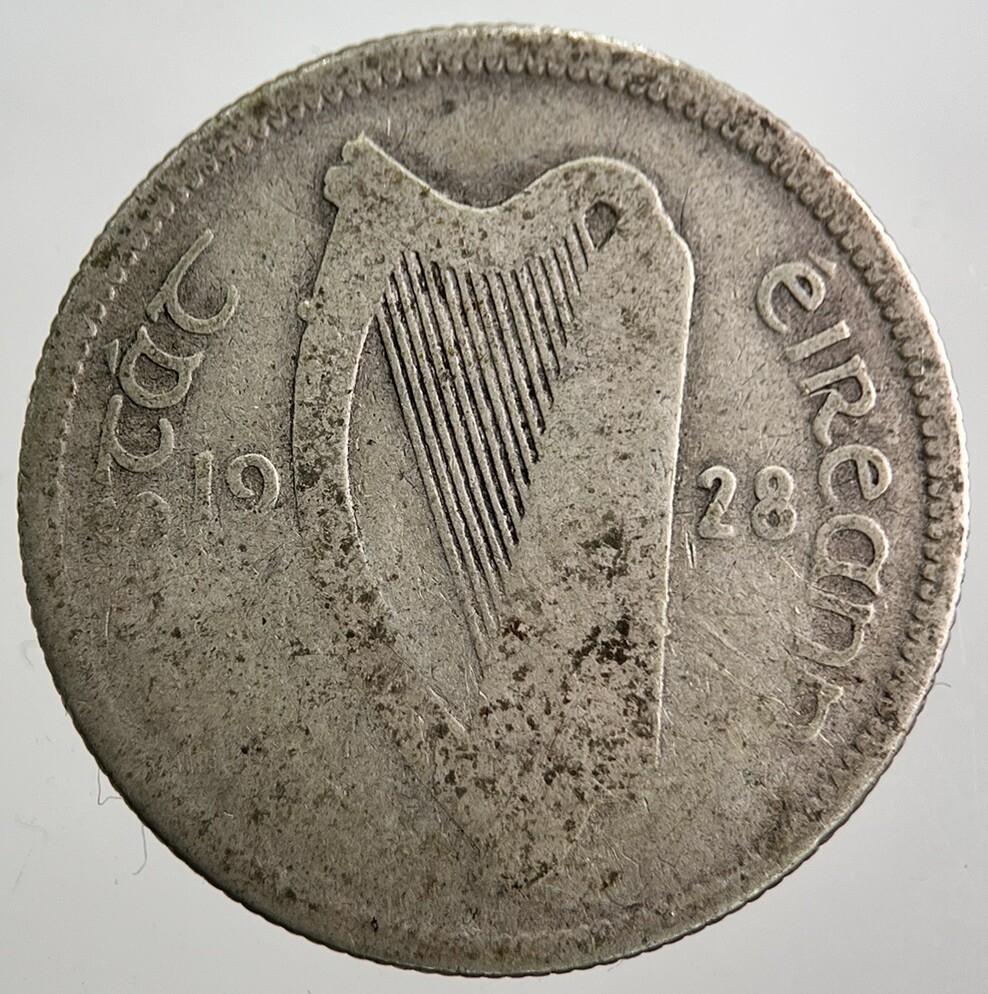 1928 Irish Shilling 1s Bull Silver Coin | Collectable Grade | a8035
