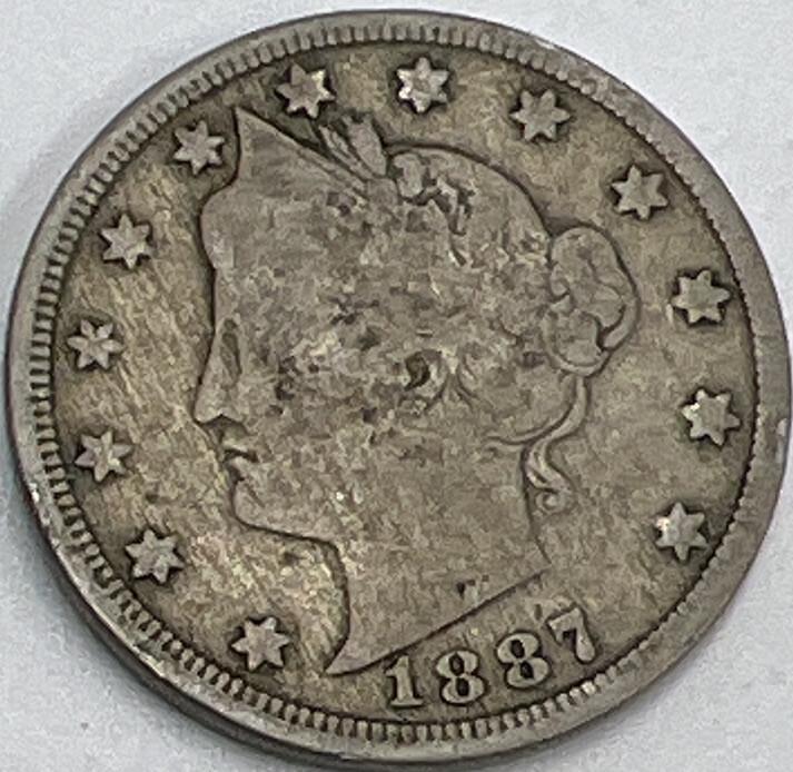 1887 US USA Barber 5 V Cent | American Coin | Fair Grade | a472