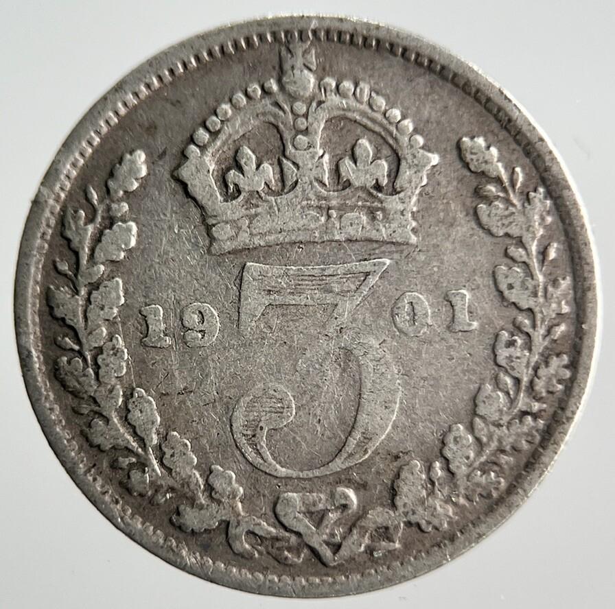 1901 Victoria Threepence Silver Coin | Collectable Grade | a4037