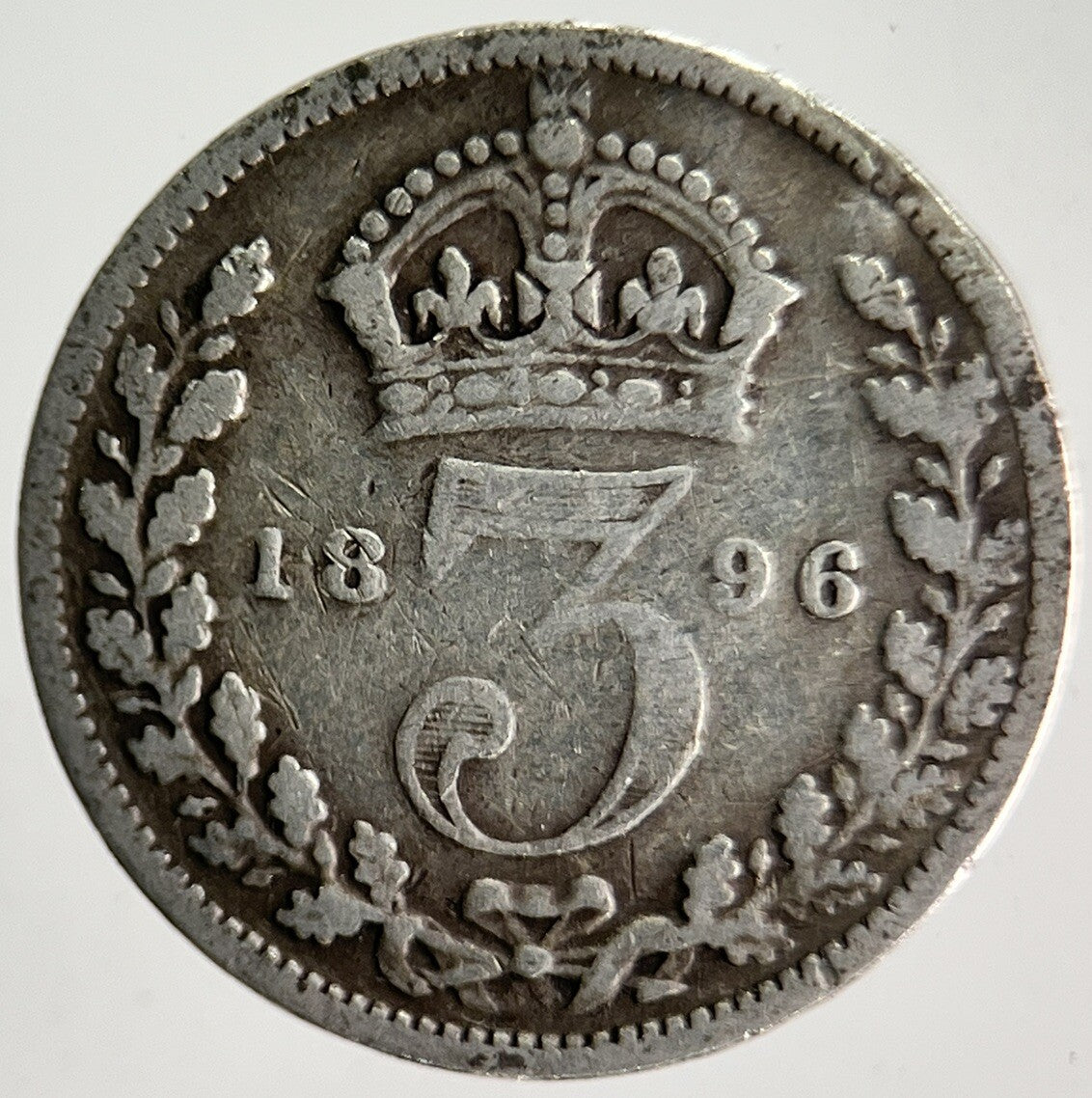 1896 Veiled Head Victoria Threepence Silver Coin | Collectable Grade | a4007