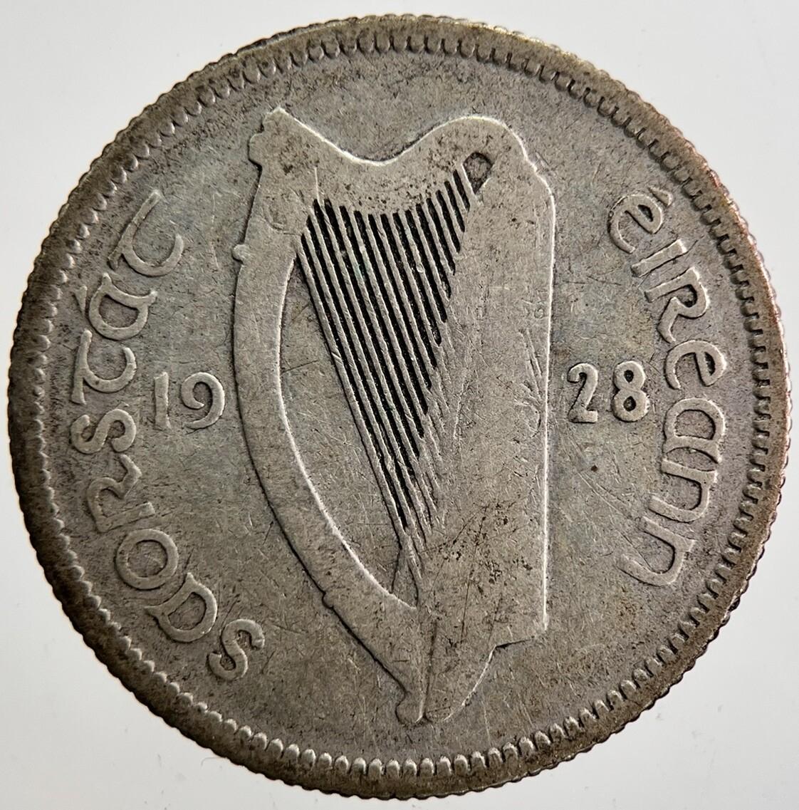 1928 Irish Shilling 1s Bull Silver Coin | Collectable Grade | a7366