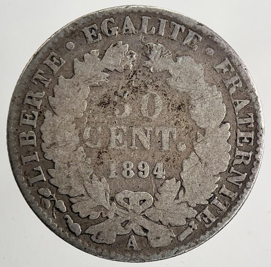 1894 France 50 Centimes Cents Silver Coin | Collectable Grade | a9481