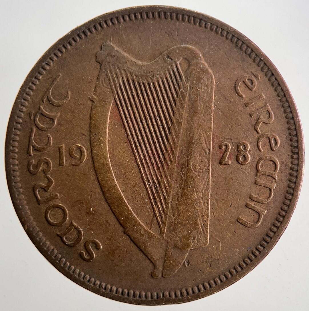1928 Irish Half-Penny 1/2d Pig Coin | Fine Collectable Grade | a9868