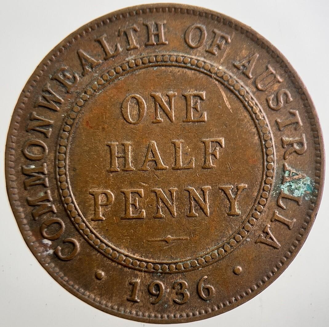 1936 Australia One Half Penny Coin | Very High Grade | a7740