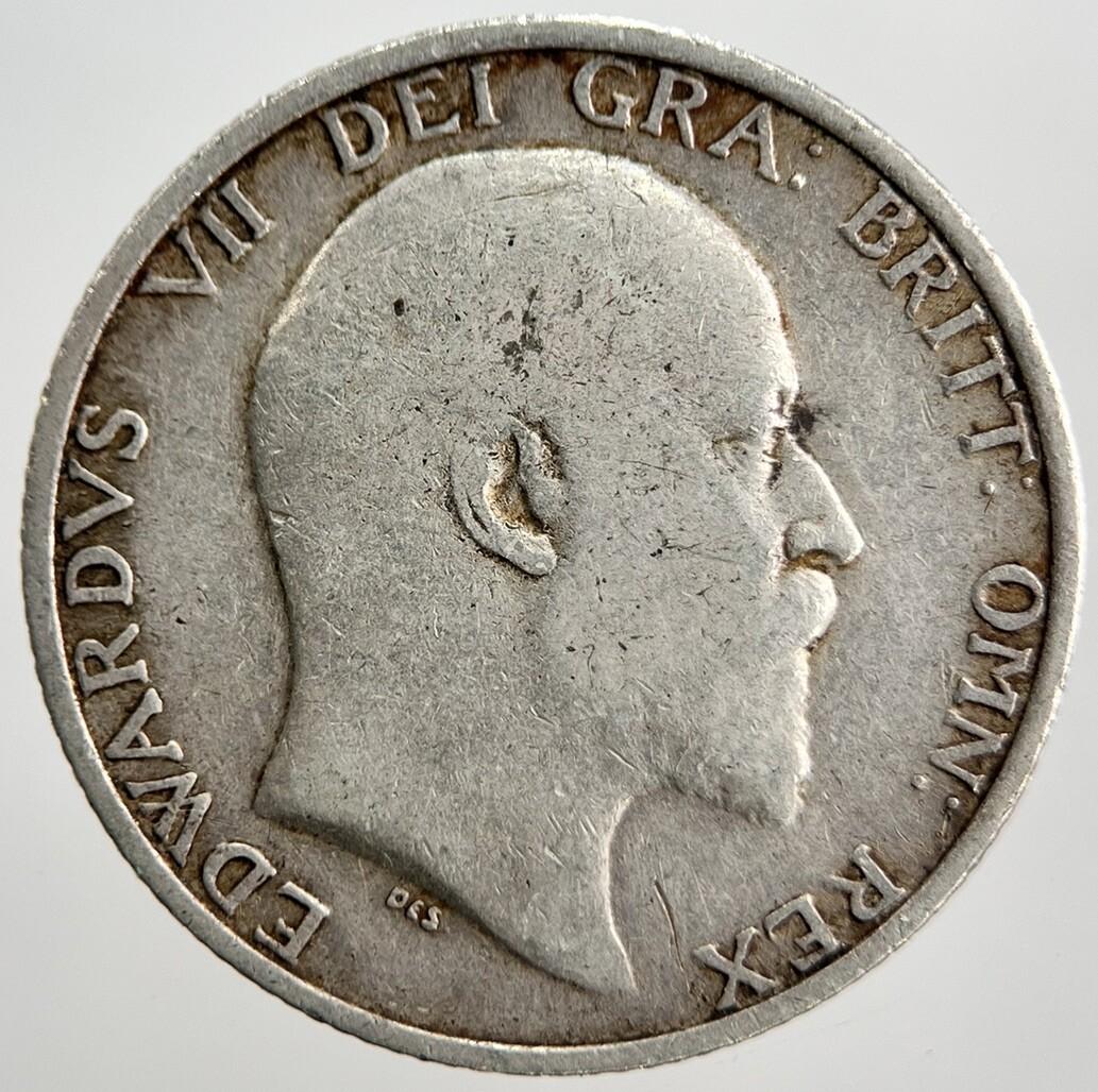 1910 Edward VII Shilling British Silver Coin | Collectable Grade | a2279