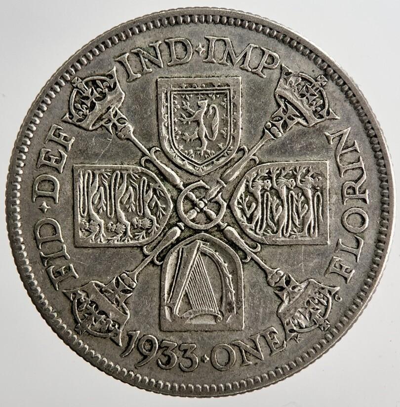 1933 George V Florin British Silver Coin | Fine Collectable Grade | a6373