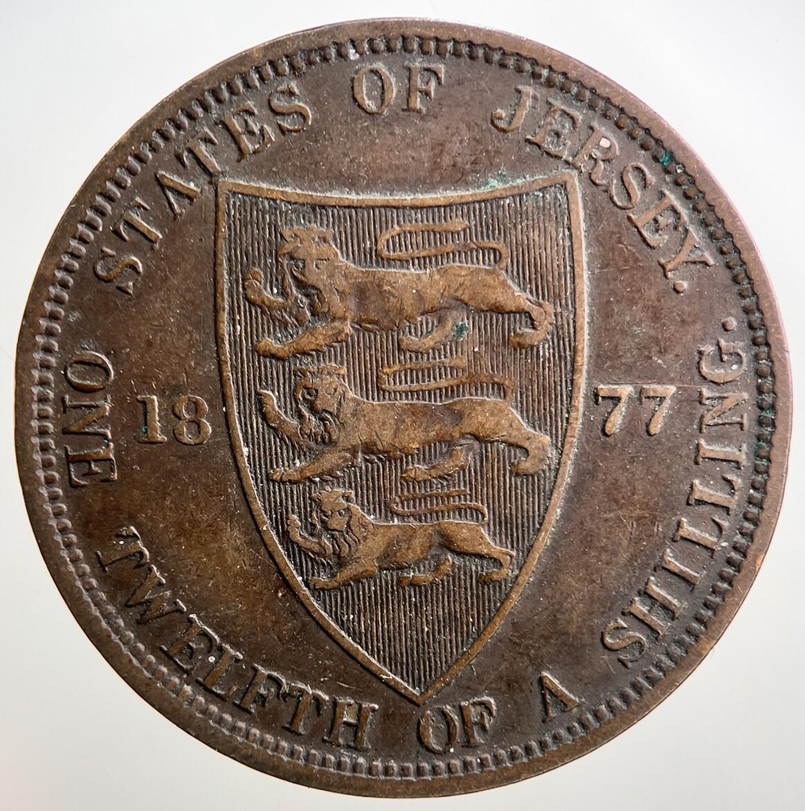 1877 Victoria Jersey 1/12 Shilling Coin | Collectable Grade | a2741