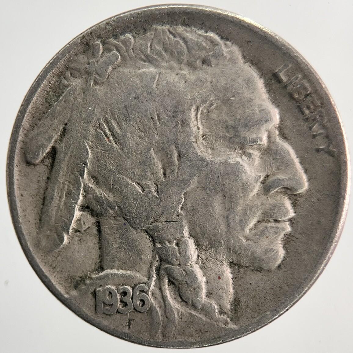 1936 US USA Buffalo Indian Head Nickel Coin | Fine Collectable Grade