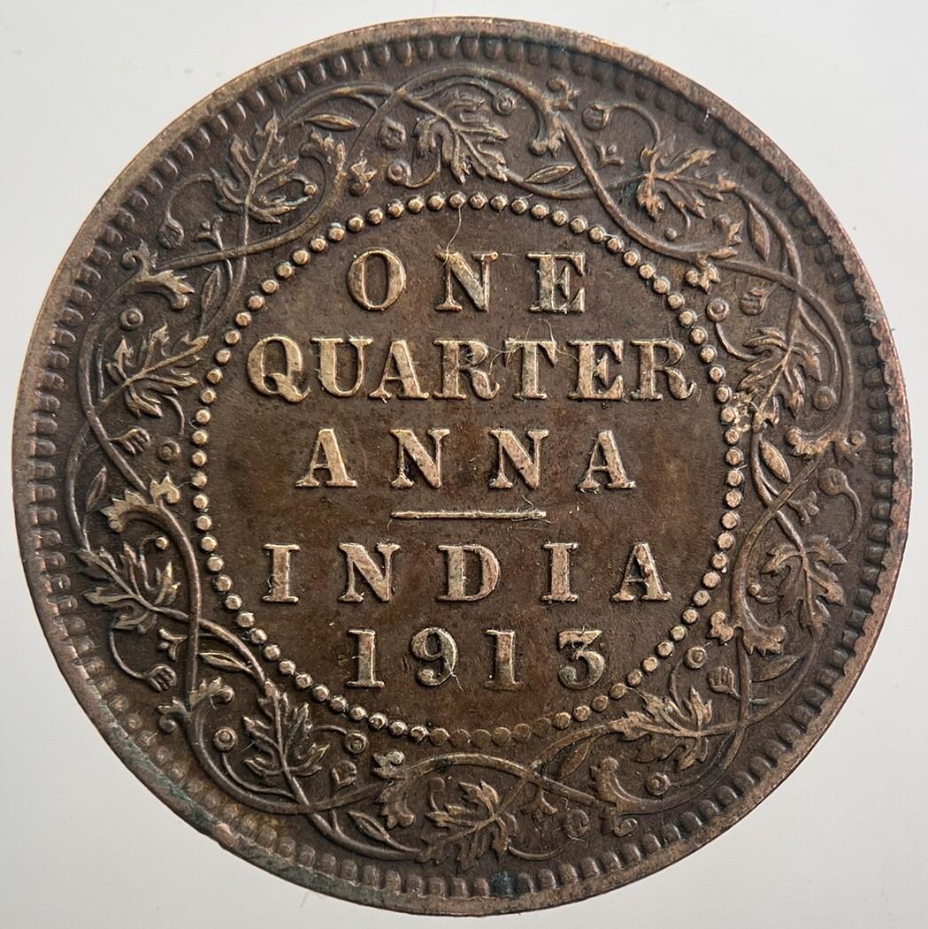 1913 India 1/4 Quarter Anna Coin | Very High Grade | a8096