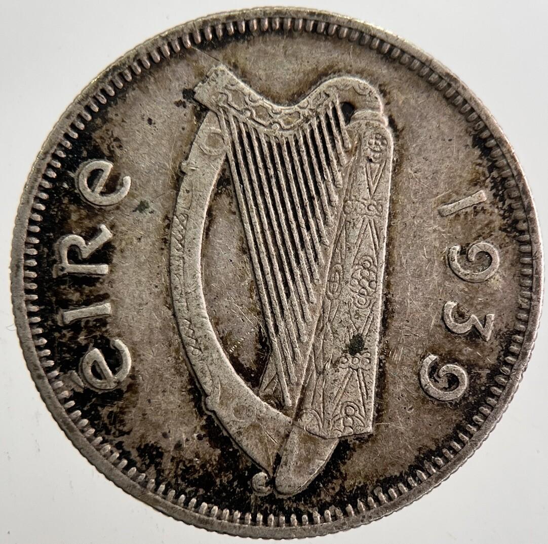 1939 Irish Shilling 1s Bull Silver Coin | Collectable Grade | a7364