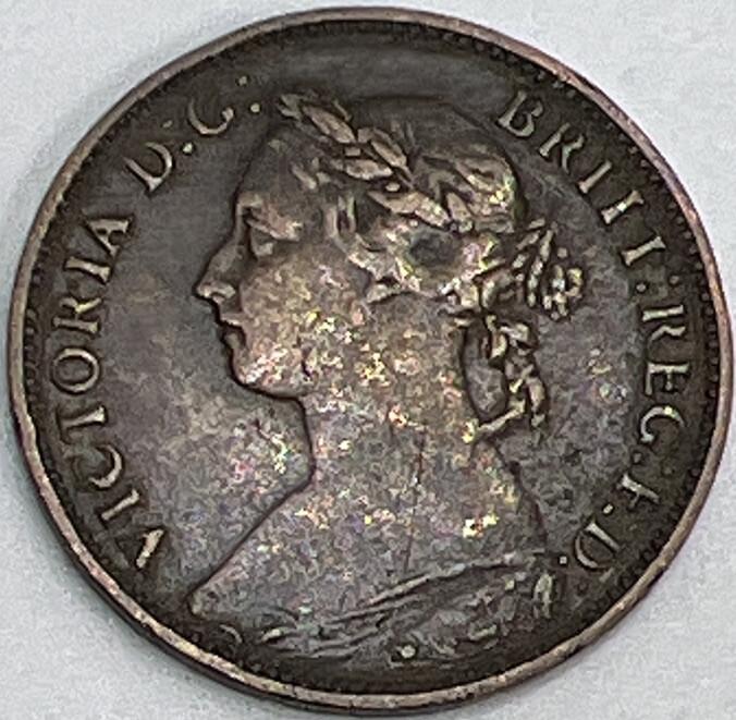 1886 Farthing | British Copper Coin | Queen Victoria | Fine Grade | a438