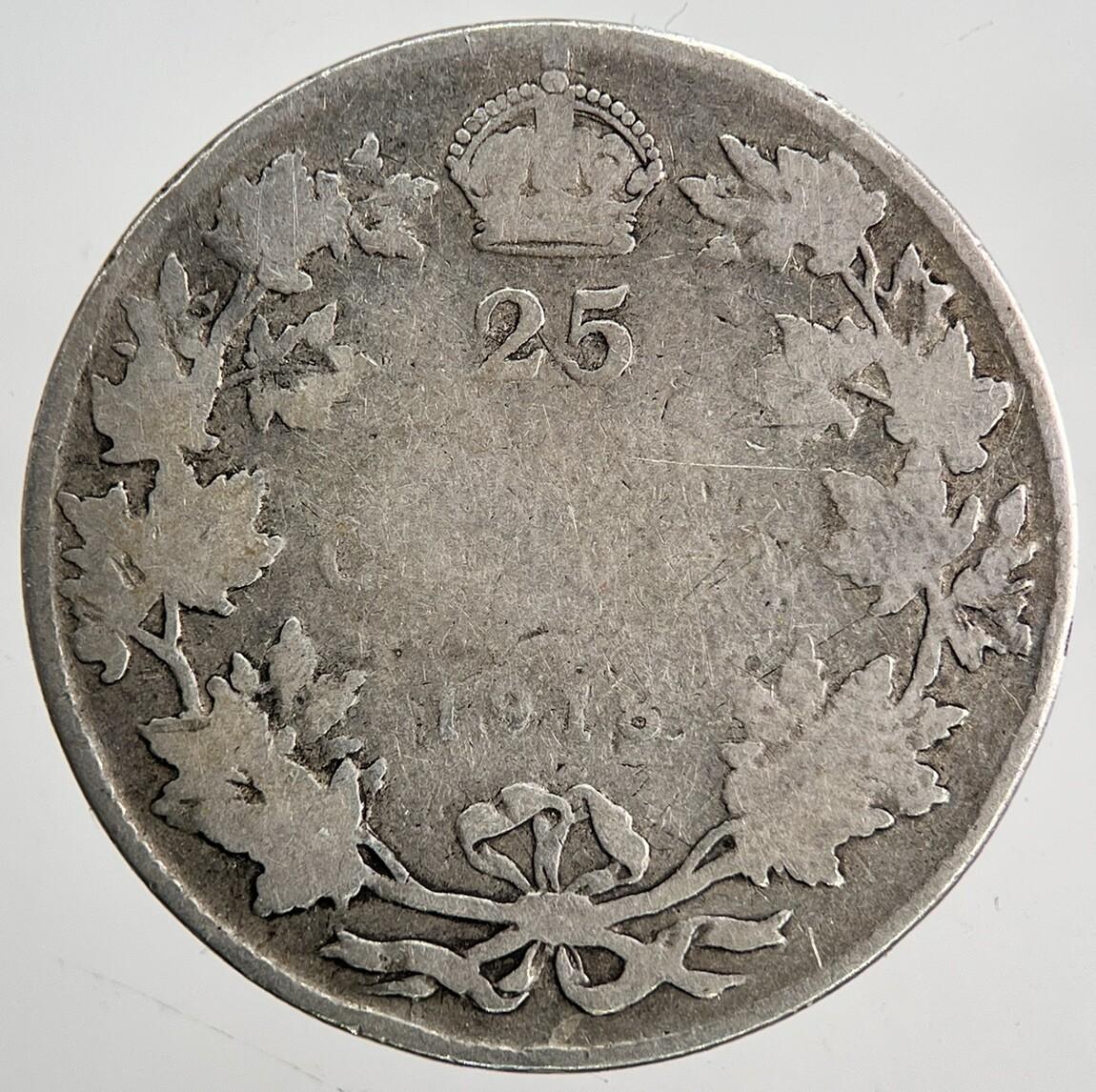 1918 Canada 25 Cents Silver Coin | Collectable Grade | a6397