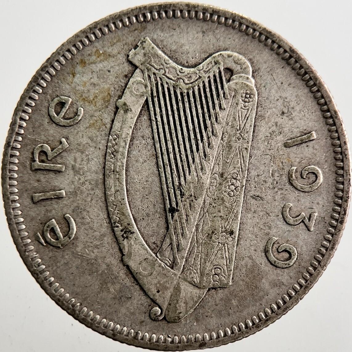 1939 Irish Shilling 1s Bull Silver Coin | Collectable Grade | a7365