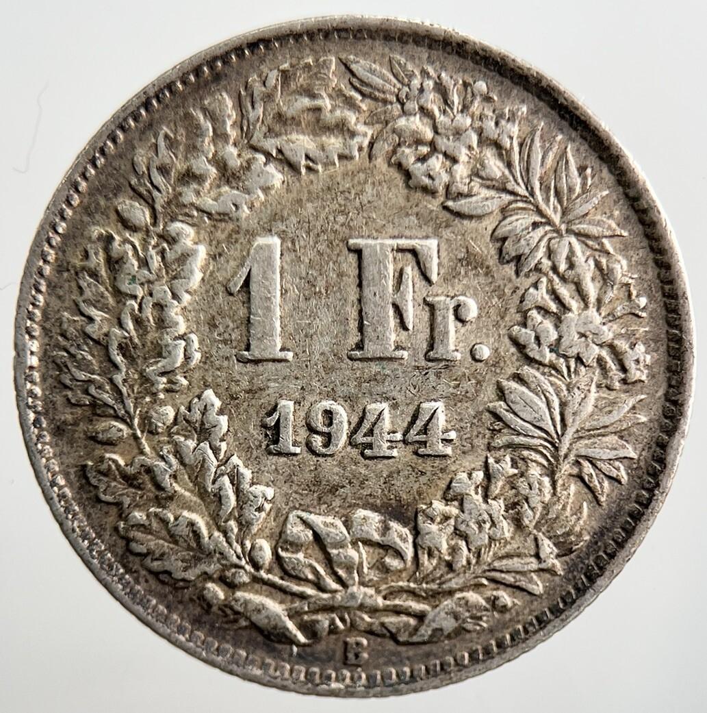 1944 Switzerland 1 One Franc Silver Coin | Very High Grade | a3266