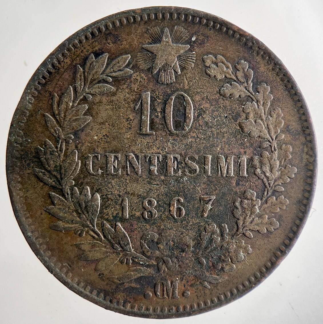 1867 Italy 10 Centesimi Coin | Very High Grade | a9699