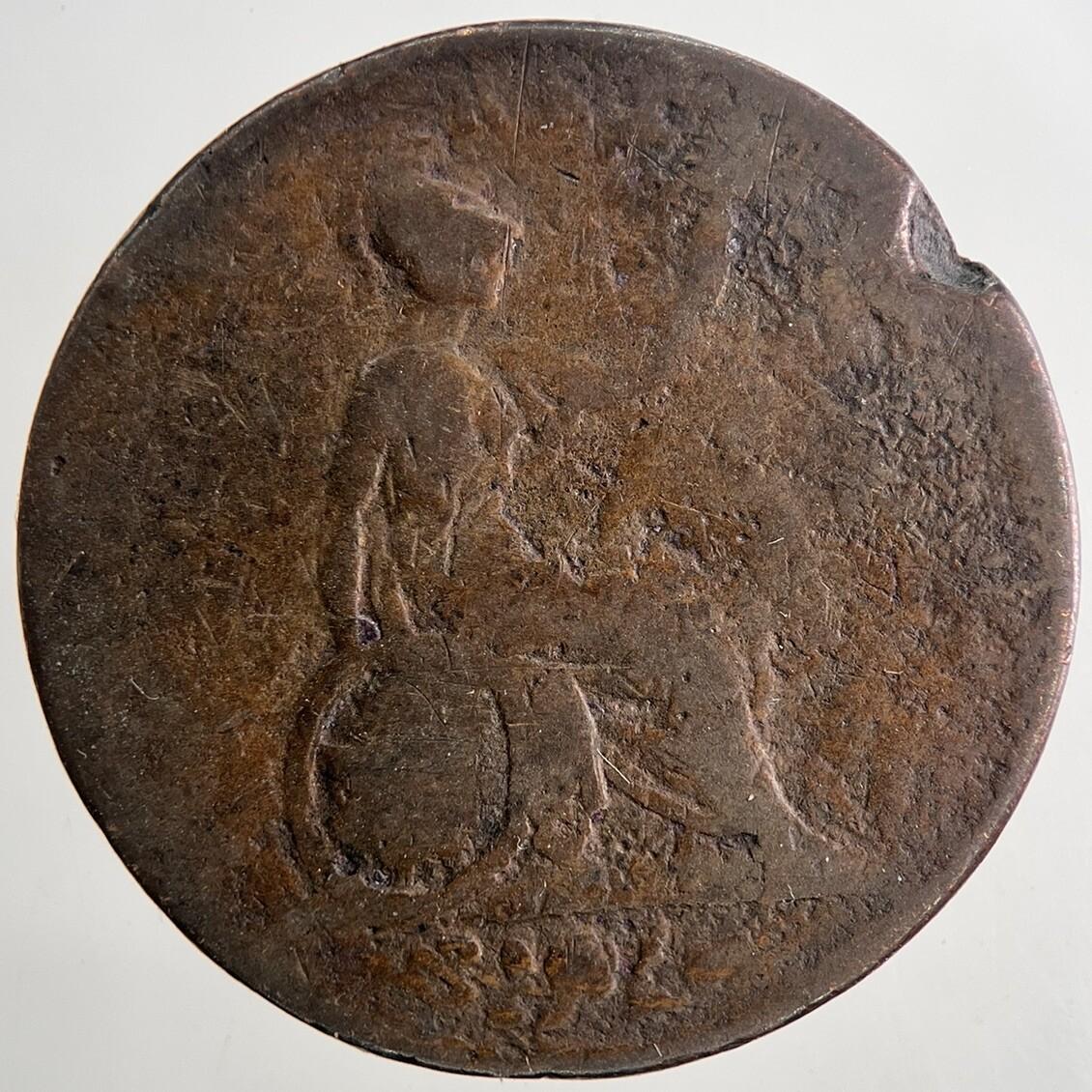 1827 George IV Half-Penny Coin | Fair Grade | a9543