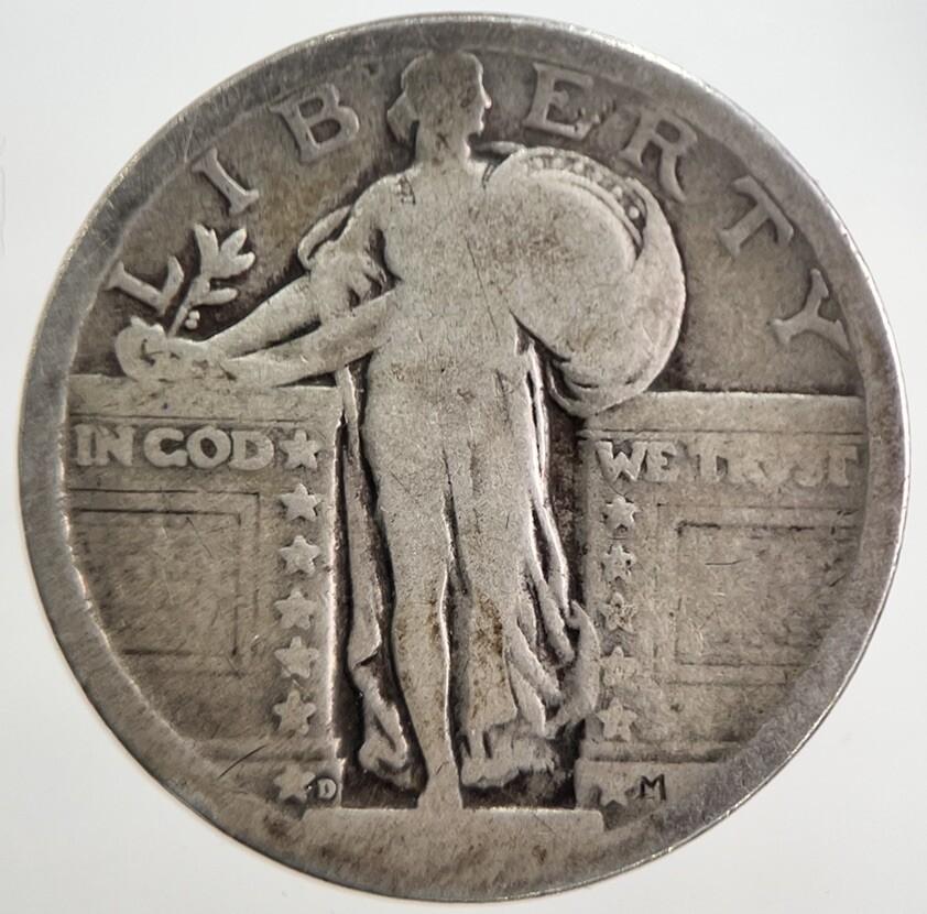 US USA Denver D Standing Liberty Quarter Silver Coin | Collectable Grade