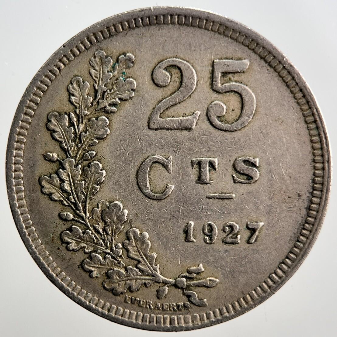 1927 Luxembourg 25 Cents Coin | Fine Collectable Grade