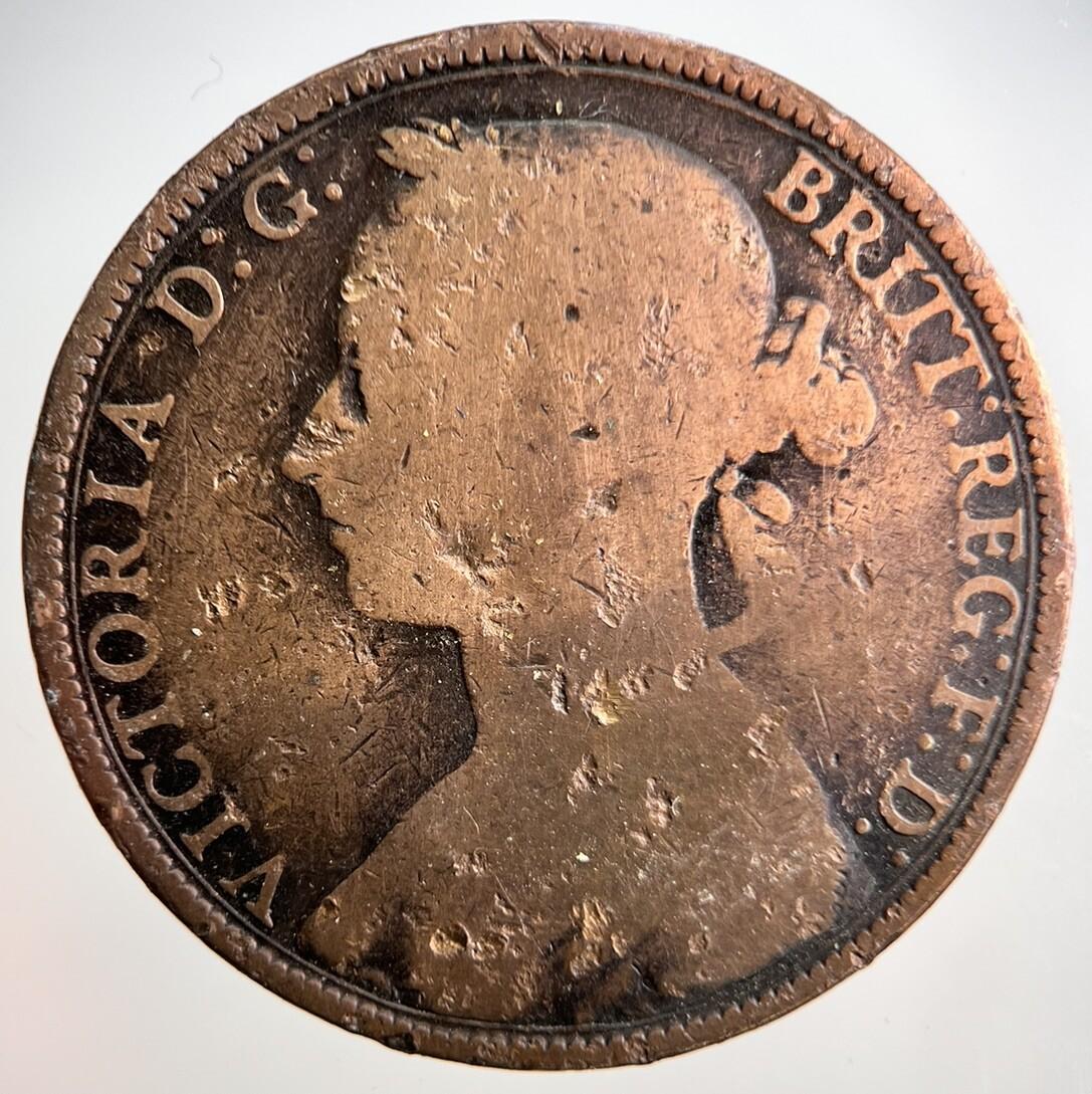 1892 Victoria One Penny Coin | Fair Grade
