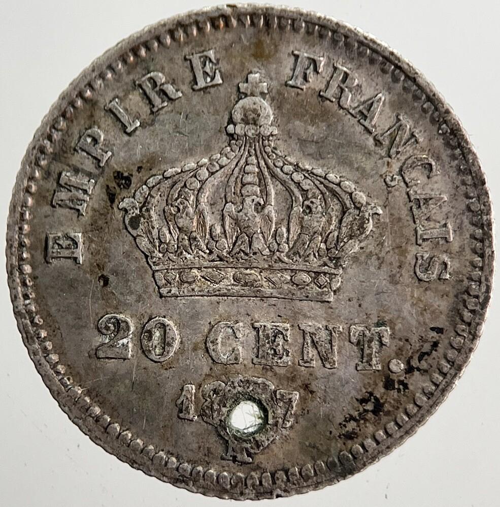1857 France 20 Centimes Silver Coin | Fine Collectable Grade | a5712