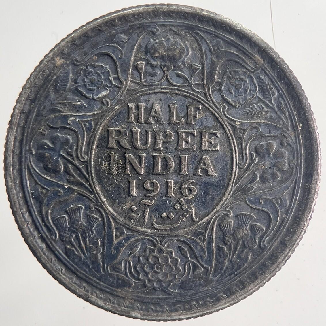 1916 India Half Rupee Silver Coin | Very High Grade | a6358