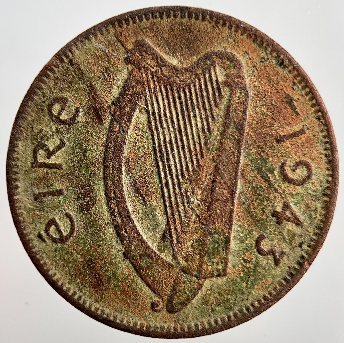 1943 Irish Half-Penny 1/2d Pig Coin | Collectable Grade | a2298