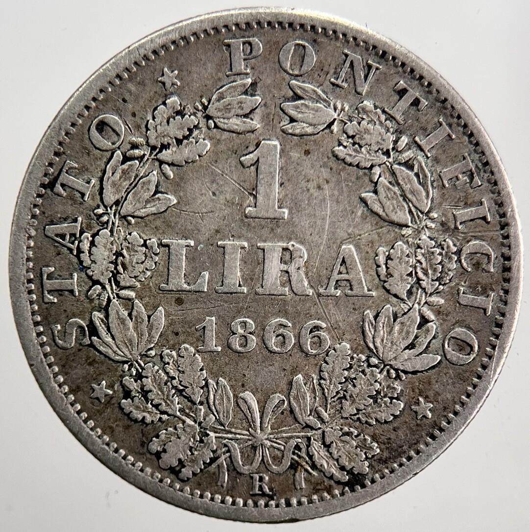 1866 Italy 1 Lira Silver Coin | Very High Grade | a5328